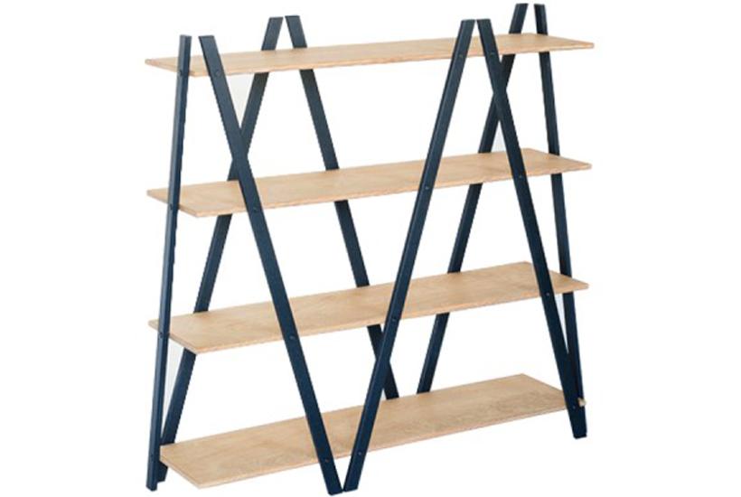 Étagère Scandinave en Bois Naturel & Noir H.117 cm
