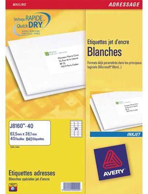 Avery Boite de 2100 étiquettes jet d encre format 63 Avery Boite de 2100 étiquettes
