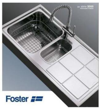 FOSTER Evier inox à encastrer 1 bac + vide-sauce +