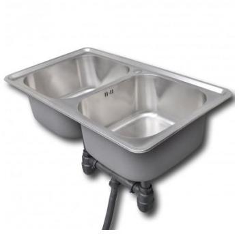 VidaXL Evier de cuisine 2 bacs avec tuyau dévacua