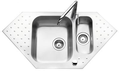 Évier d?angle inox lisse Ewi GENTIANE 1 bac1/2 - 1