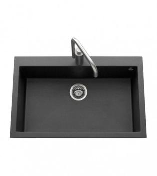 Evier GARDA Granit noir 1 cuve carré 79 x 50 cm à