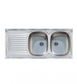 Evier BASENTO Inox lisse 2 bacs égouttoir à encast