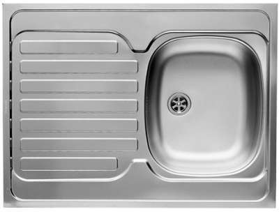 Evier inox à poser 1 cuve + 1 égouttoir - 80x60cm