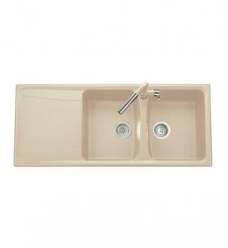 Evier OFENTO Granit beige 2 bacs égouttoir à encastrer Evier OFENTO Granit beige