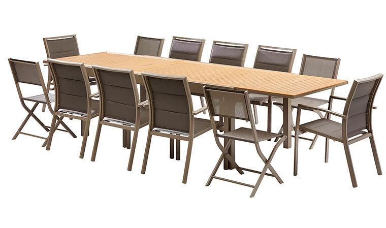 ENSEMBLE DE JARDIN DESIGN TAUPE ET POLYWOOD 12 PLA