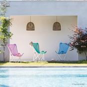 Fauteuil de jardin dossier haut pliant en acier et