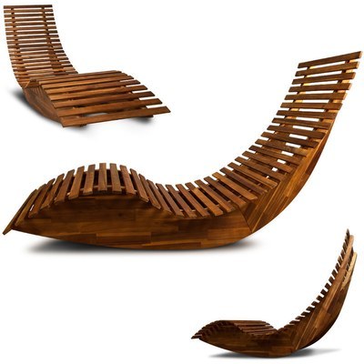 Chaise longue à bascule en bois - Transat ergonomi