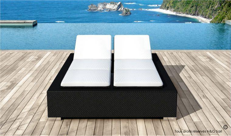LIT DOUBLE DE PISCINE 2 PERSONNES AVEC 5 POSITIONS