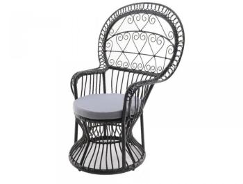 Fauteuil en résine tressée imitation rotin + couss