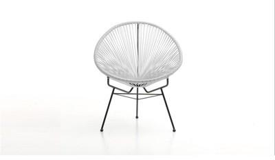 Fauteuil scoubidou en résine tresée ronde Blanc -