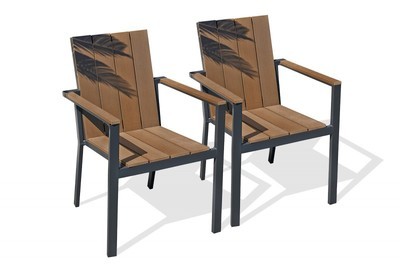 Lot de 2 fauteuils aluminium gris anthracite et bo