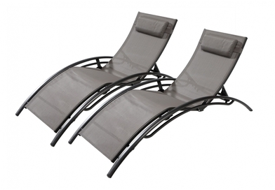 Bahia Gris/Noir x2 : lot de 2 transats empilables