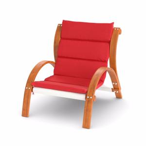 Fauteuil de jardin Malibu en bois avec coussin rou
