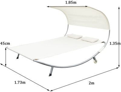 Transat bain de soleil design 2 places cadre acier