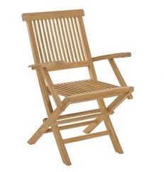 FAUTEUIL DE JARDIN PLIANT EN TECK BRUT - Collectio