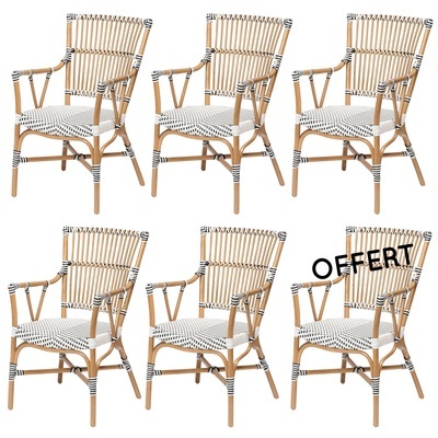 Lot de 6 fauteuils VIGO en rotin et résine - Rotin