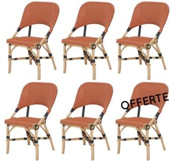 Lot de 6 chaises bistrot JERY en résine tressée -