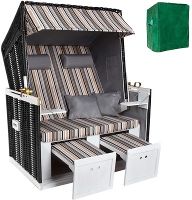 Corbeille de plage 2 places avec auvent, Multi pos