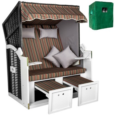 Corbeille de plage 2 places avec auvent, Multi pos