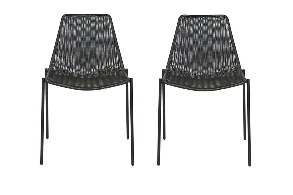 Chaise design rotin synthétique noir lot de 2 inté
