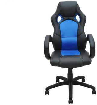 Siège baquet fauteuil de bureau bleu et noir, tiss