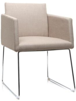 Chaise design polyester naturel et acier chromé NE