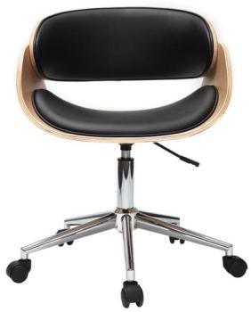 Chaise design roulettes noir et bois clair BENT