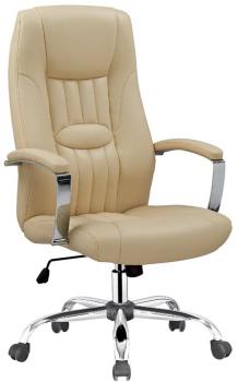 Fauteuil de bureau en simili cuir beige Clasio