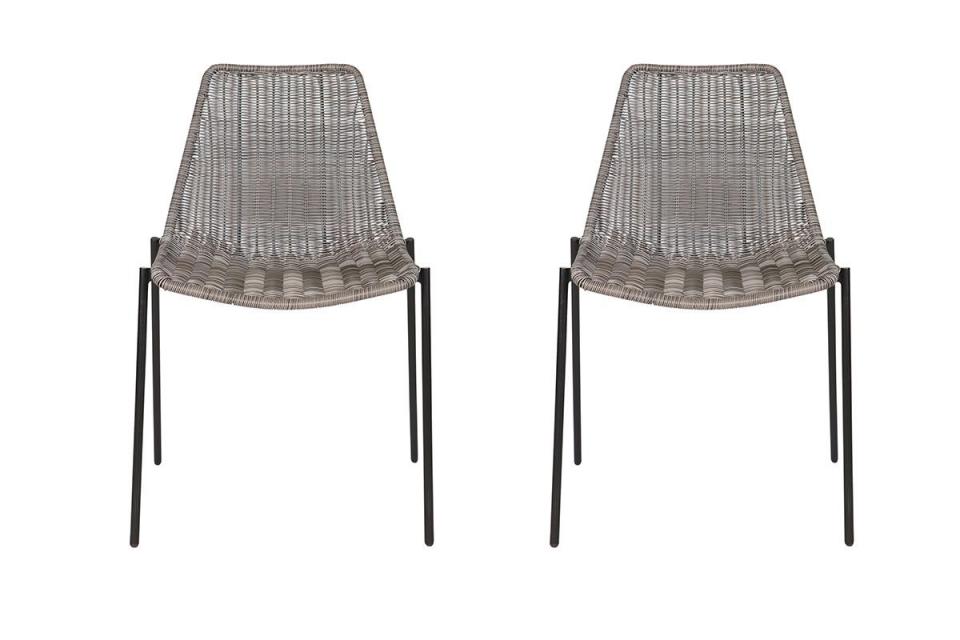 Chaise design rotin synthétique gris lot de 2 inté