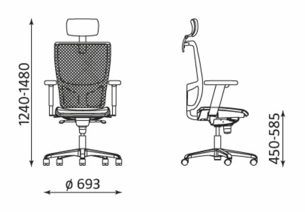 NS-Z-BODYTRADE Siège de bureau cuir accoudoirs rég