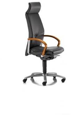 Fauteuil de bureau EDEN bois cuir avec Têtière Mer