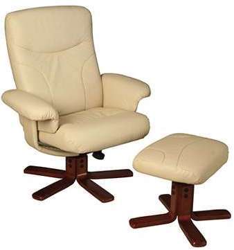 Fauteuil en cuir relax socle étoile et repose-pieds Fauteuil en cuir relax socle