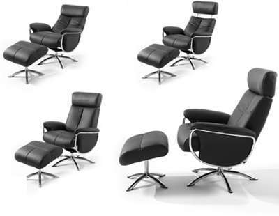 Fauteuil relax manuel pivotant en cuir noir BRIO Fauteuil relax manuel pivotant