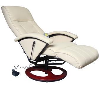 VidaXL Fauteuil relaxation massant blanc crème & b