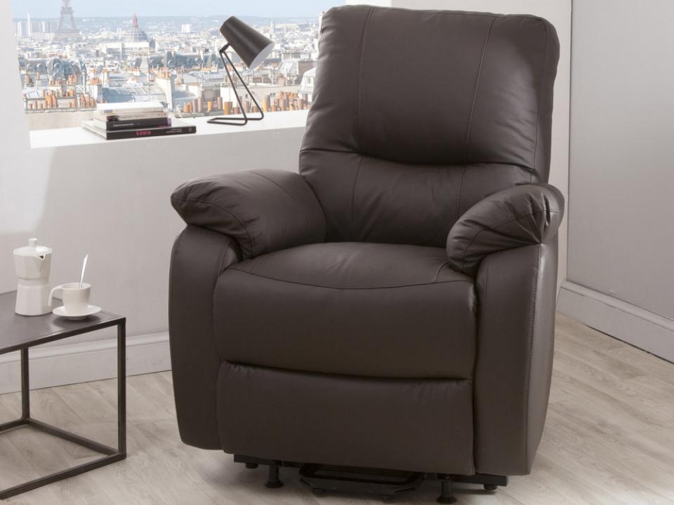 Fauteuil releveur et relax électrique en cuir GASPARD Fauteuil releveur et relax