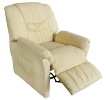VidaXL Fauteuil relax massant blanc crème Delux