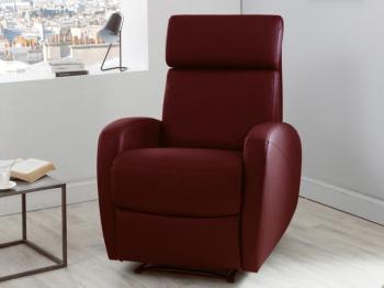 Fauteuil relax manuel en cuir avec têtière inclinable Fauteuil relax manuel en cuir