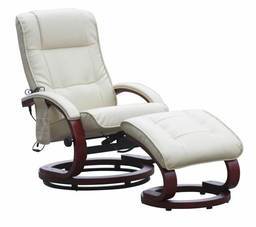 Fauteuil Relax Massant EVIAN Similicuir Crème Fauteuil Relax Massant EVIAN