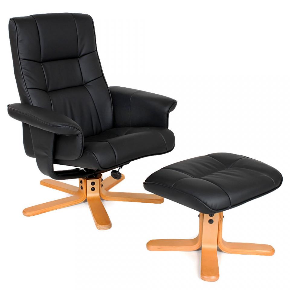 Fauteuil Relax TV avec Tabouret, Simili Cuir Incli