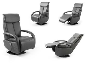 Fauteuil relax électrique pivotant en cuir gris JOEY Fauteuil relax électrique