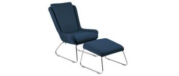 Fauteuil relax design avec repose pieds bleu HARPER Fauteuil relax design avec