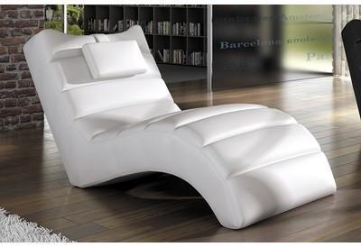 Chaise longue relax simili cuir blanc - Huw