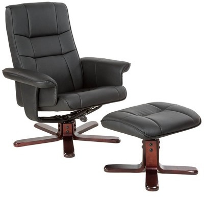 Fauteuil Relax TV avec Tabouret, Simili Cuir Incli