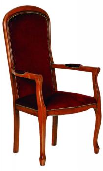 Fauteuil assise haute VOLTAIRE merisier et velours