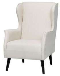 Fauteuil bergère en tissus avec pieds en bois FIRM