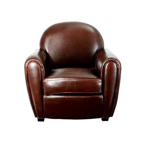 Fauteuil Club vintage croûte de cuir - 89 x 93 x 8