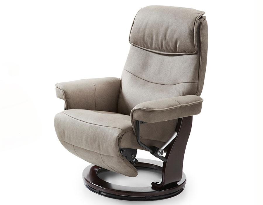 Fauteuil relax manuel pivotant taupe en tissu MADI