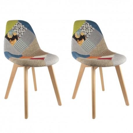 Chaise Scandinave Patchwork Colore - Lot de 2