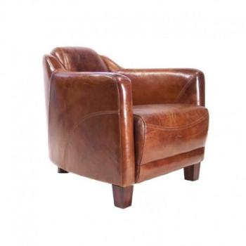 Fauteuil club cigare LINCOLN cuir marron vintage Fauteuil club cigare LINCOLN